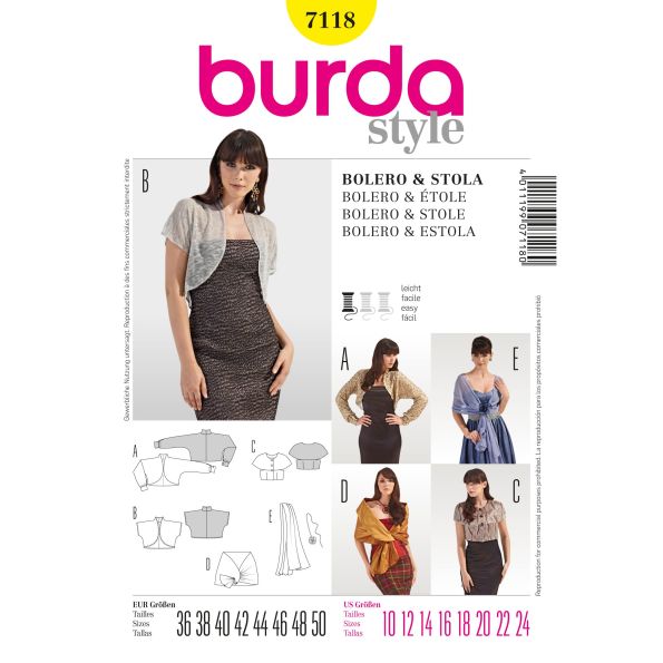 Patron Burda 7118 Boléro et étole